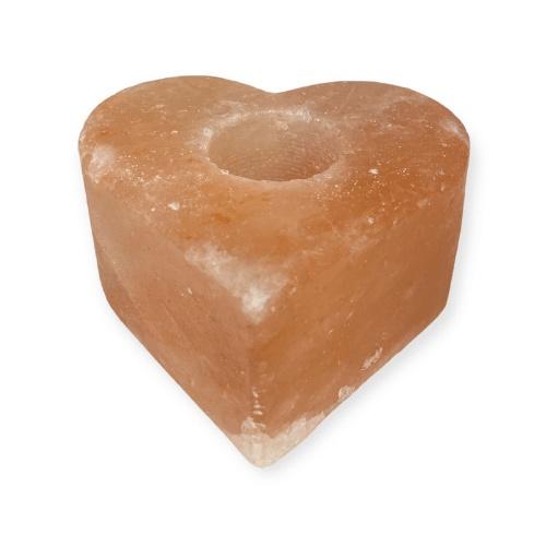 Hjärtformad saltstenljus hållare av Himalayasalt.