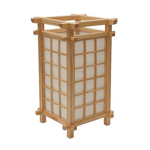 Träram lampa med rispappersskärm, asiatisk design.